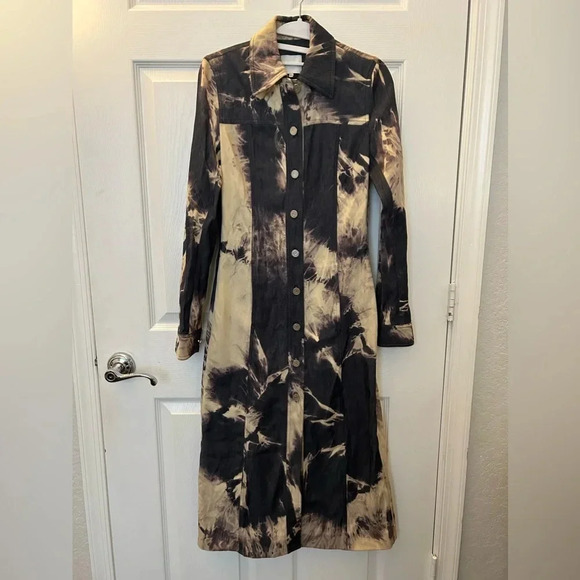 ! CELINE TIE DYE DENIM SHIRT midi DRESS - Picture 1 of 6